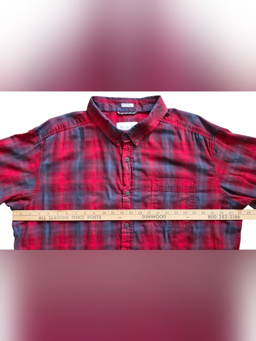 Columbia XL Red Blue Plaid Long Sleeve Outdoor Gorpcore Button Down Shirt - Picture 6 of 8